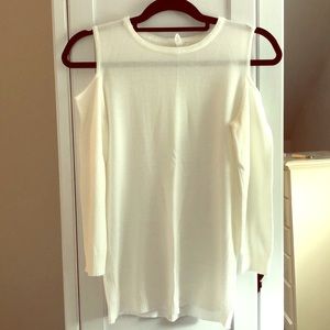 White Sweater with Shoulder Cut-outs